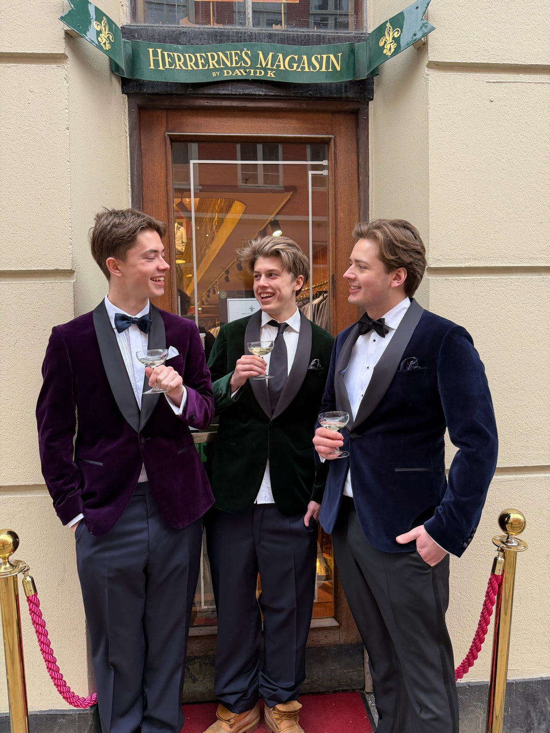 Velour Herrejakke Smokingjakke Navy Sjalskrave