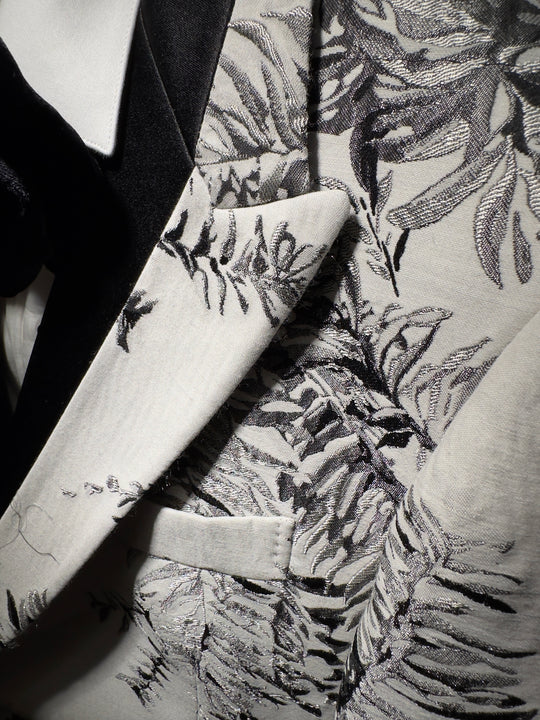 Hvid dinnerjacket m. grenmønster og spidsrevers - PAL ZILERI