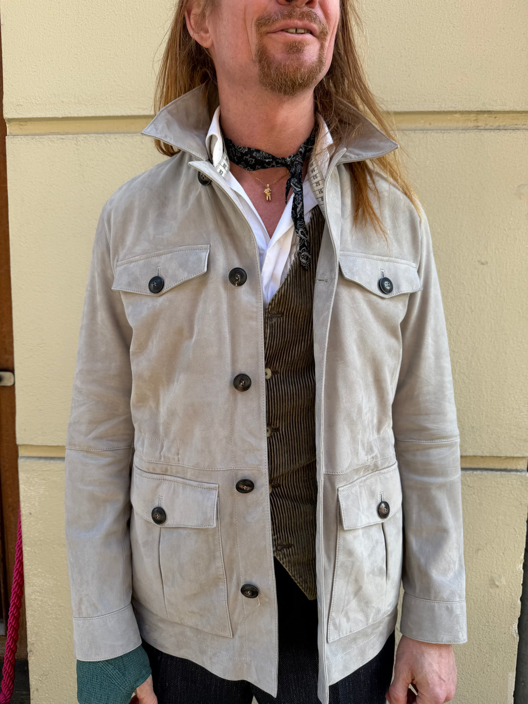 Lambskin safari blazer with drawstring waist