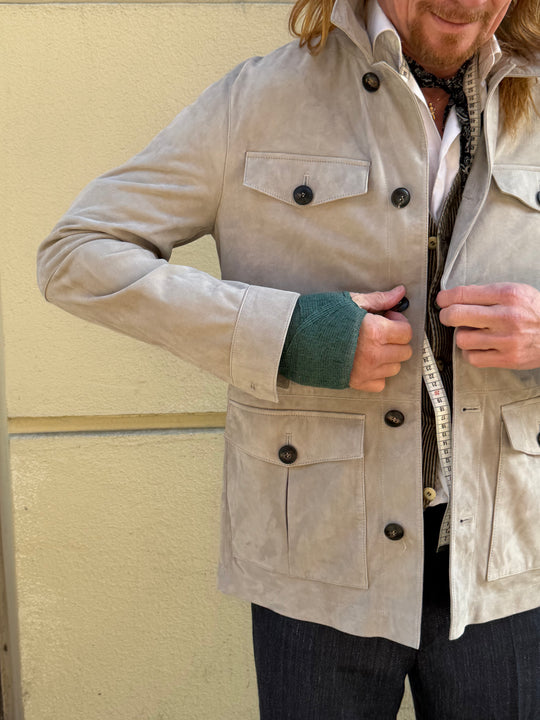 Lambskin safari blazer with drawstring waist