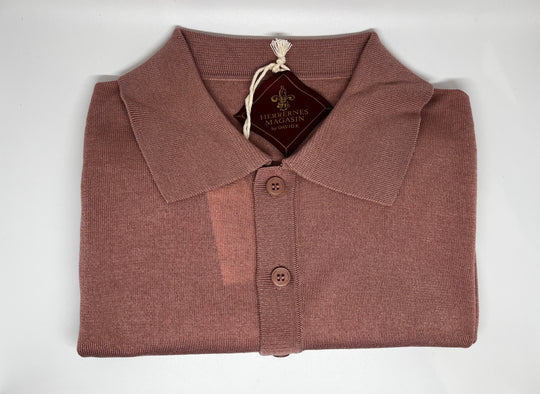 Old rose polo in fine knit - by David K