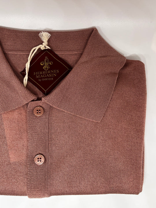 Old rose polo in fine knit - by David K