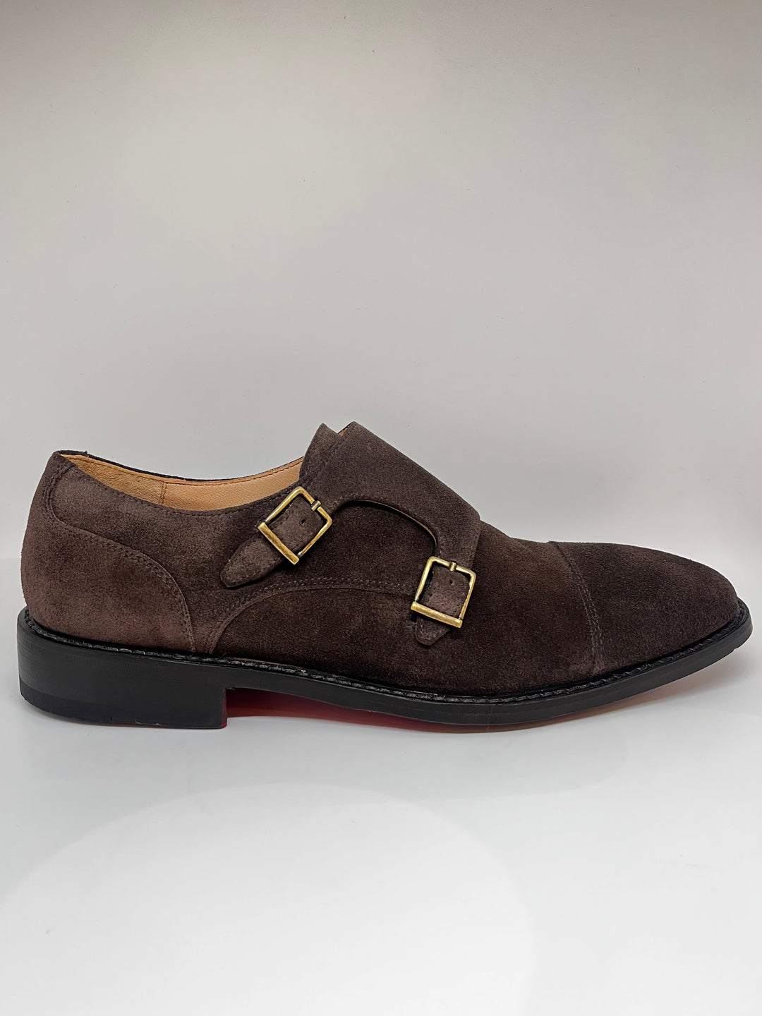 Double Monk Strap i brun ruskind - By David K