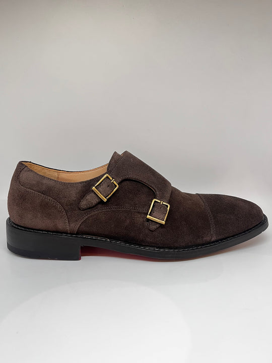 Double Monk Strap i brun ruskind - By David K