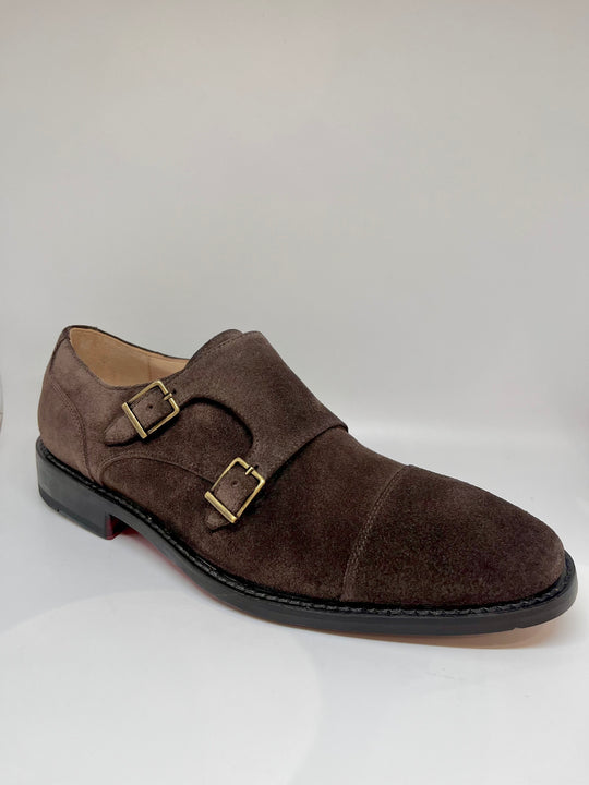 Double Monk Strap i brun ruskind - By David K