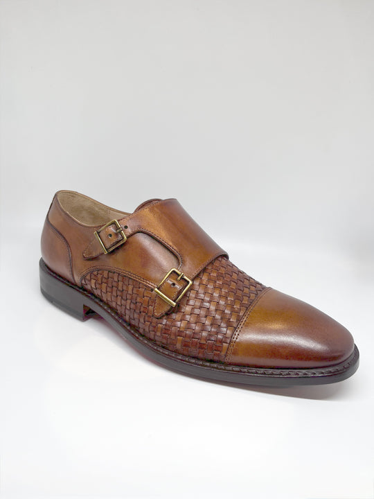 Double Monk Strap in Woven Leather - By David K