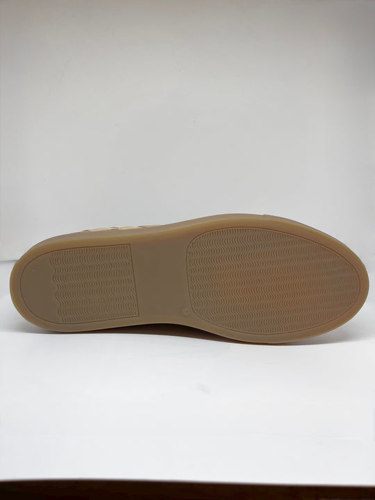 Beige flettede herresneakers i ruskind og lak