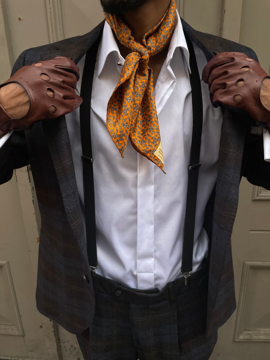 Charm Cloth Orange with Brown Mini Paisley and Brown Edge