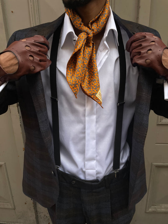 Charm Cloth Orange with Brown Mini Paisley and Brown Edge