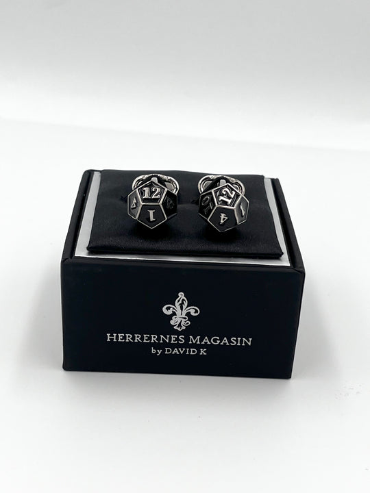Cufflinks "ROUND BLACK" in silver/black