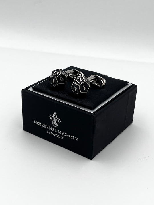 Cufflinks "ROUND BLACK" in silver/black