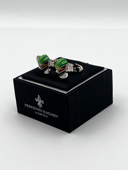 Cufflinks "ROUND BLACK" in silver/black