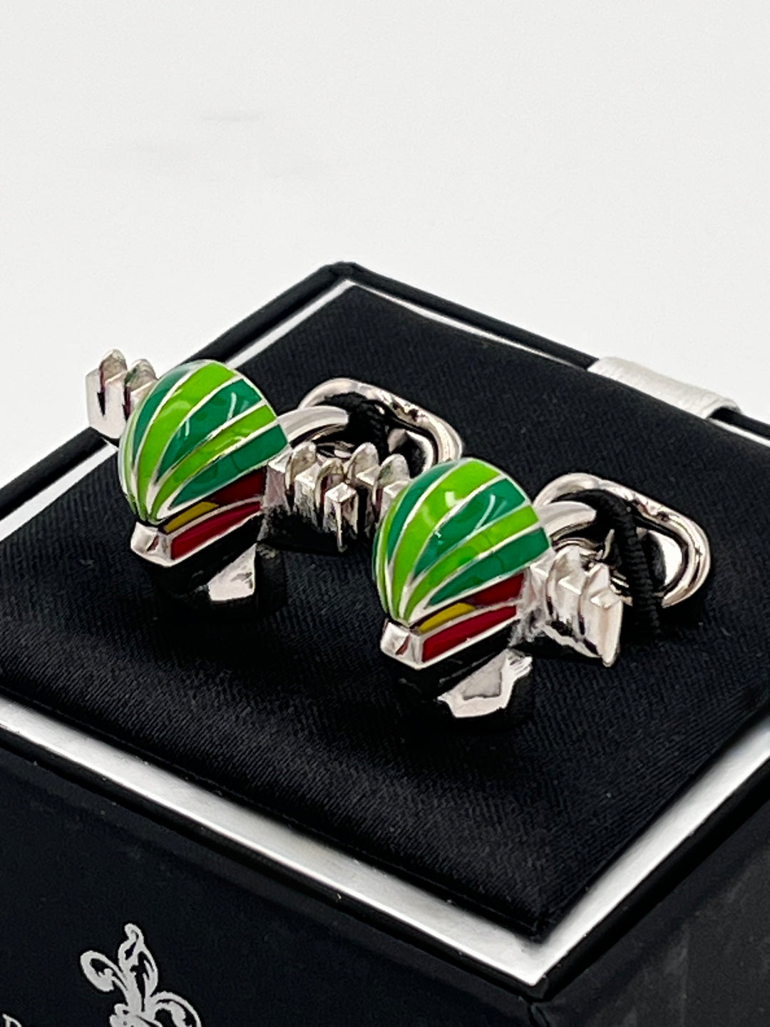 Cufflinks "ROUND BLACK" in silver/black