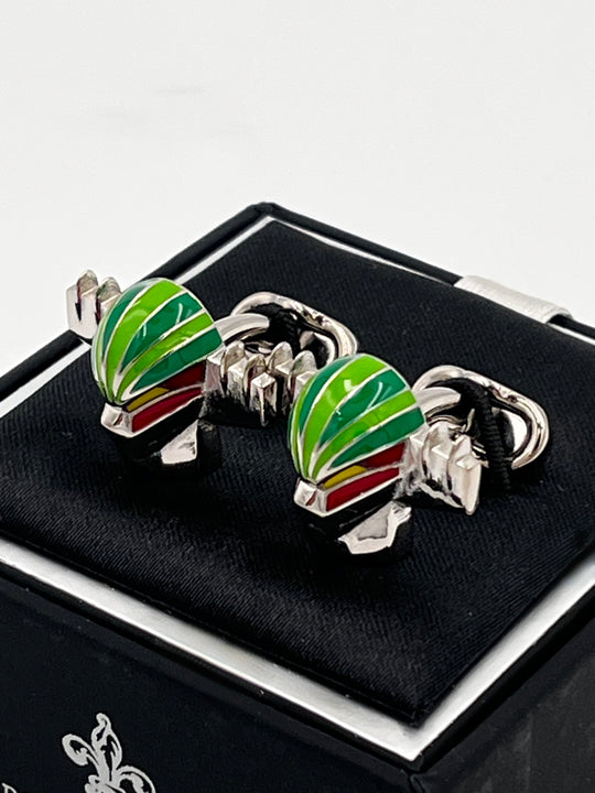 Cufflinks "ROUND BLACK" in silver/black