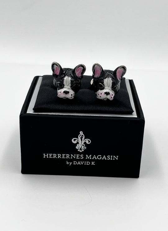 Cufflinks "ROUND BLACK" in silver/black