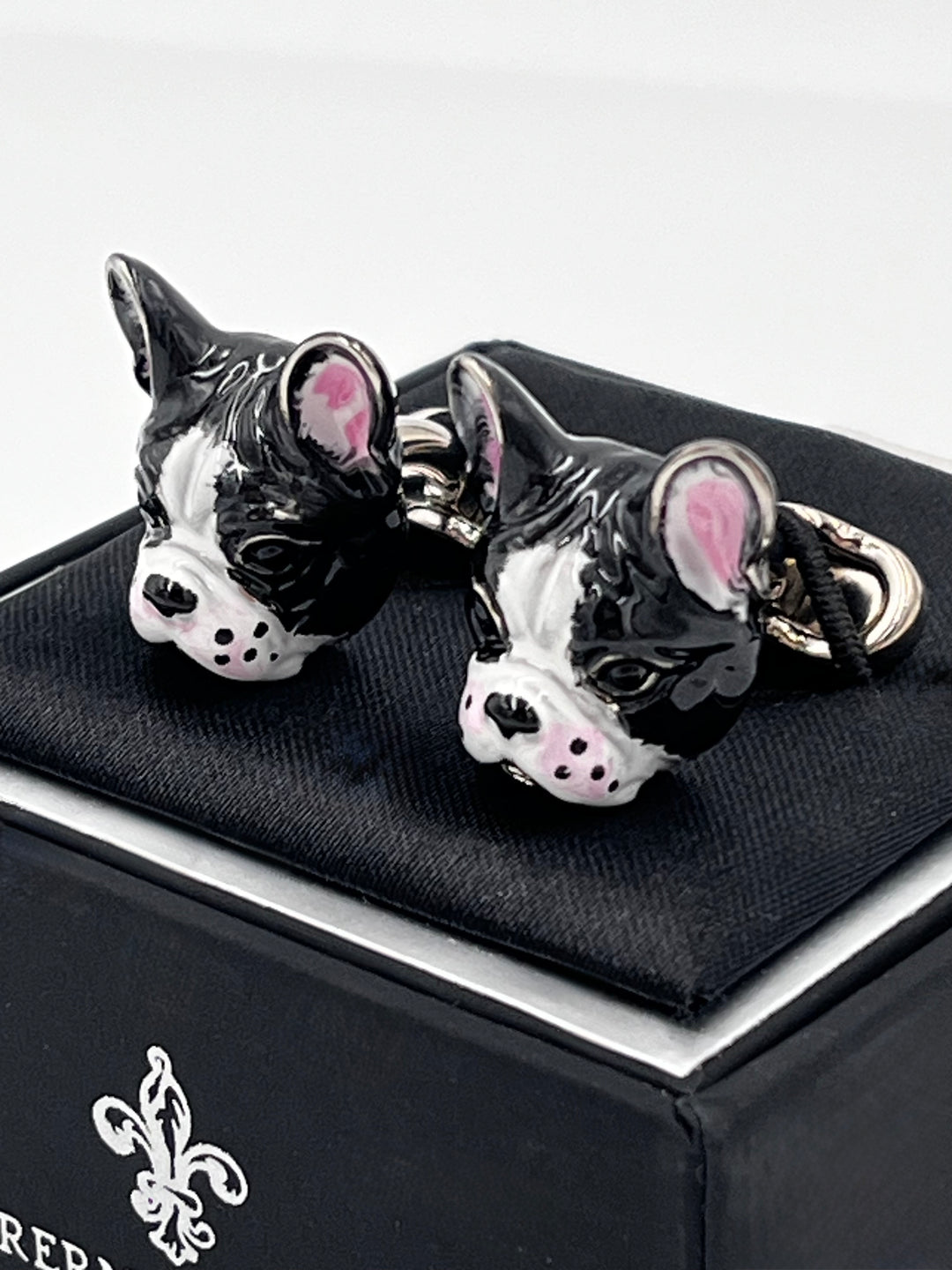 Cufflinks "ROUND BLACK" in silver/black
