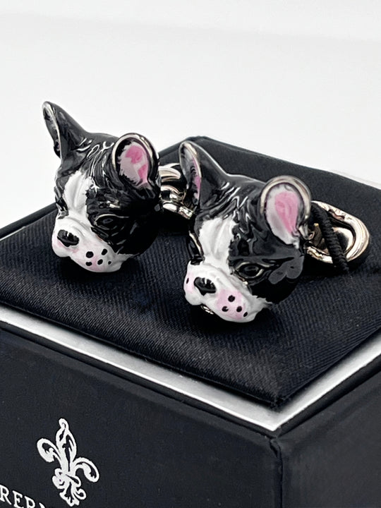 Cufflinks "ROUND BLACK" in silver/black