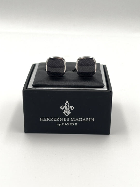 Cufflinks "ROUND BLACK" in silver/black