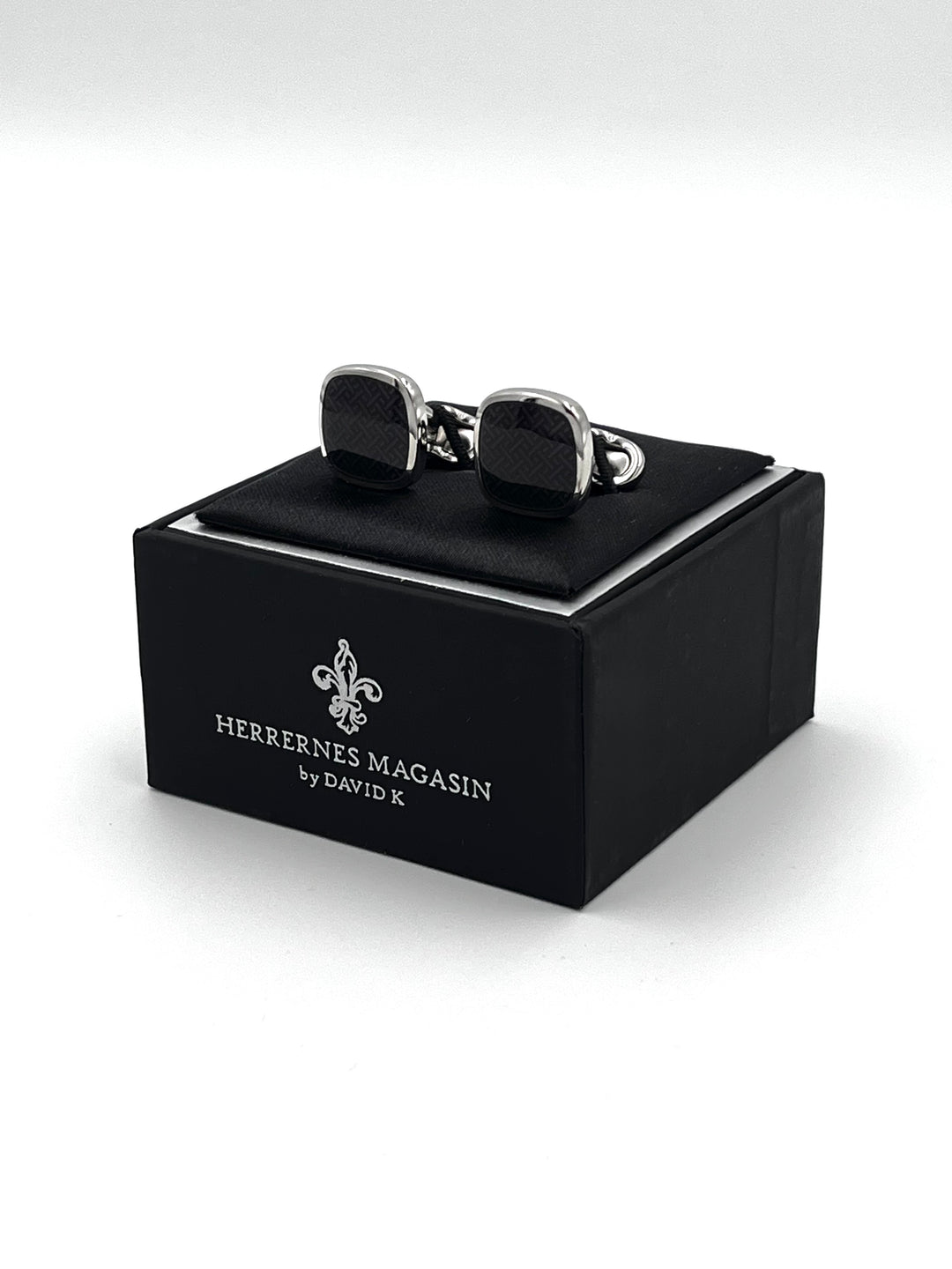 Cufflinks "ROUND BLACK" in silver/black