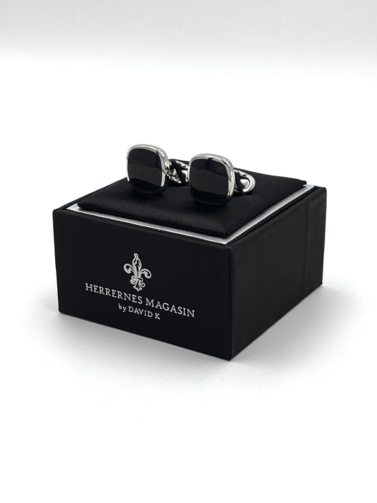 Cufflinks "ROUND BLACK" in silver/black