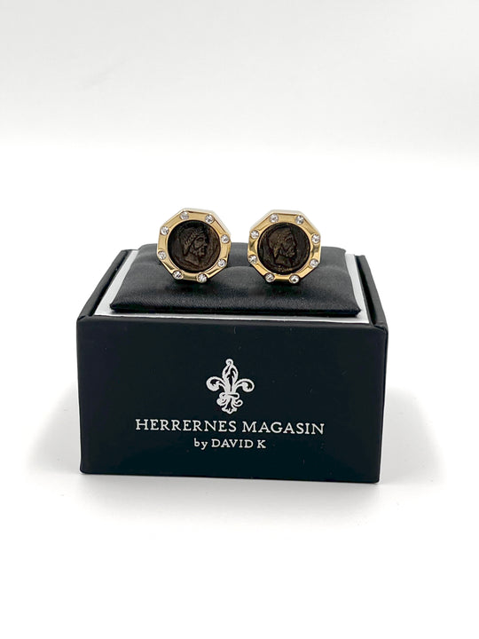 Cufflinks "ROUND BLACK" in silver/black