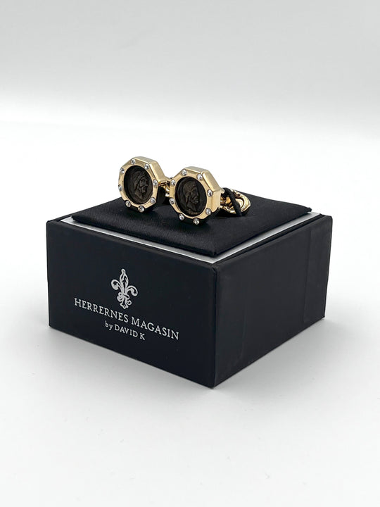 Cufflinks "ROUND BLACK" in silver/black