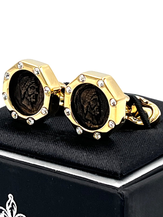Cufflinks "ROUND BLACK" in silver/black