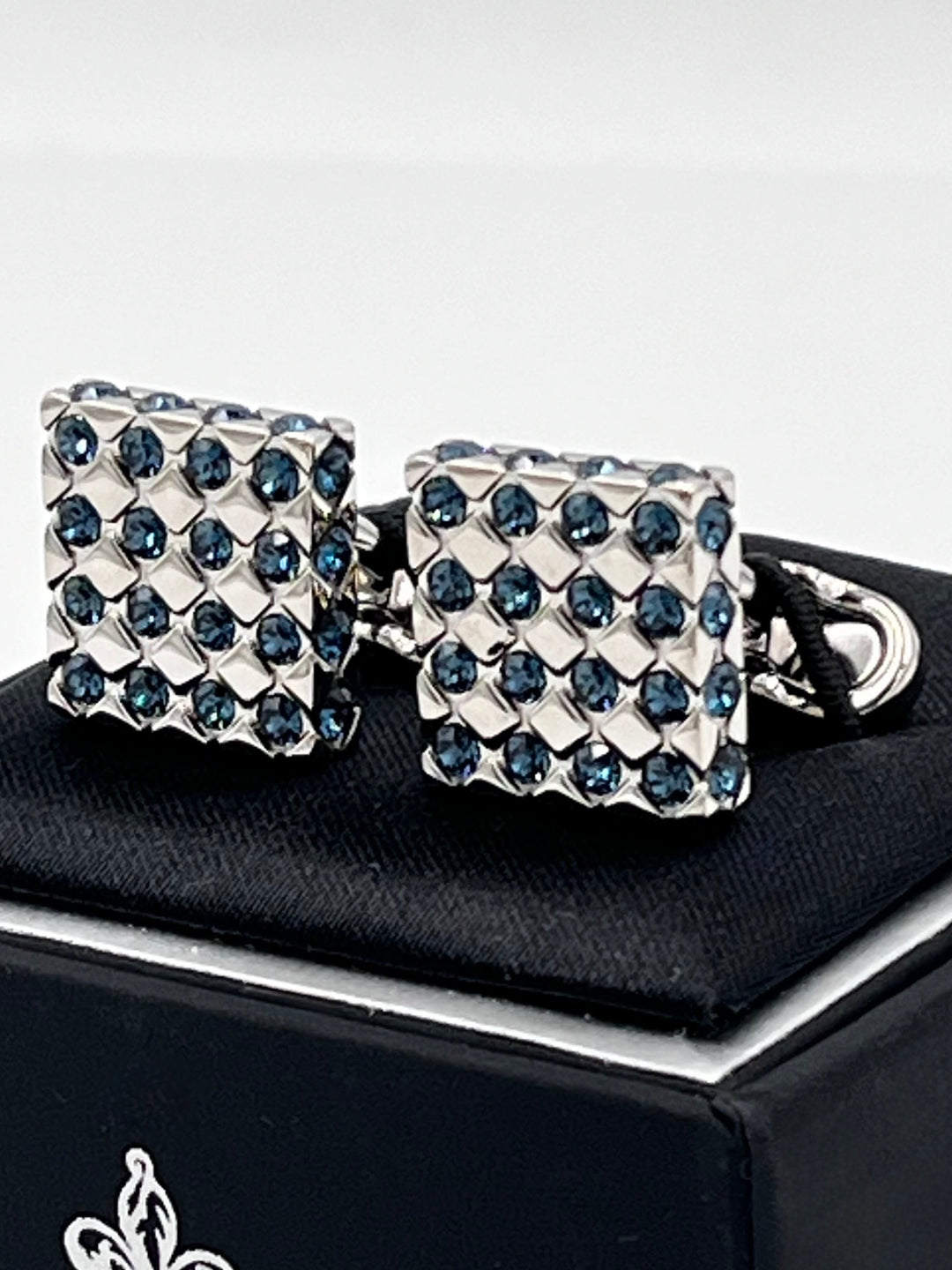 Cufflinks "ROUND BLACK" in silver/black