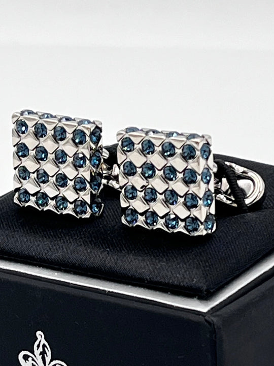 Cufflinks "ROUND BLACK" in silver/black