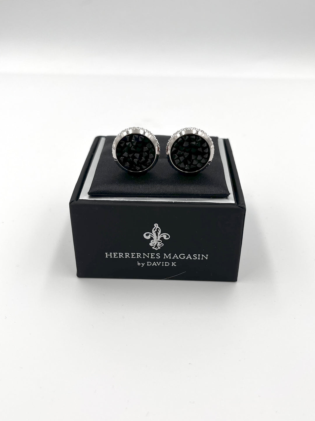 Cufflinks "ROUND BLACK" in silver/black