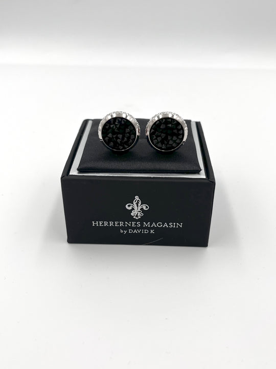 Cufflinks "ROUND BLACK" in silver/black