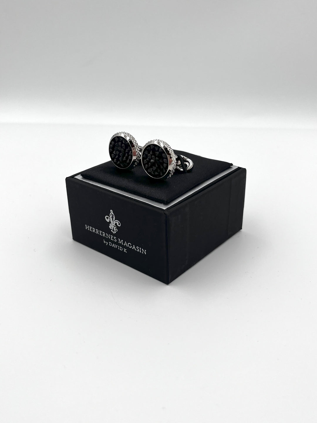 Cufflinks "ROUND BLACK" in silver/black