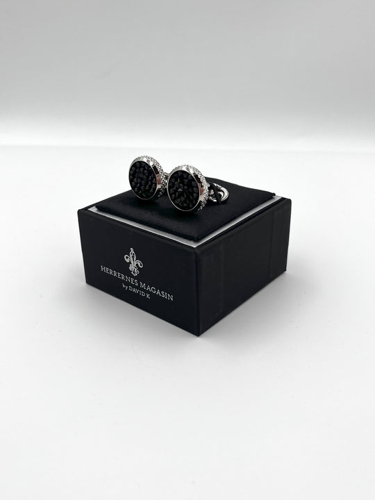 Cufflinks "ROUND BLACK" in silver/black