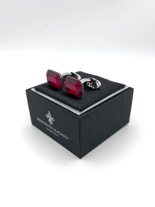 Cufflinks "ROUND BLACK" in silver/black