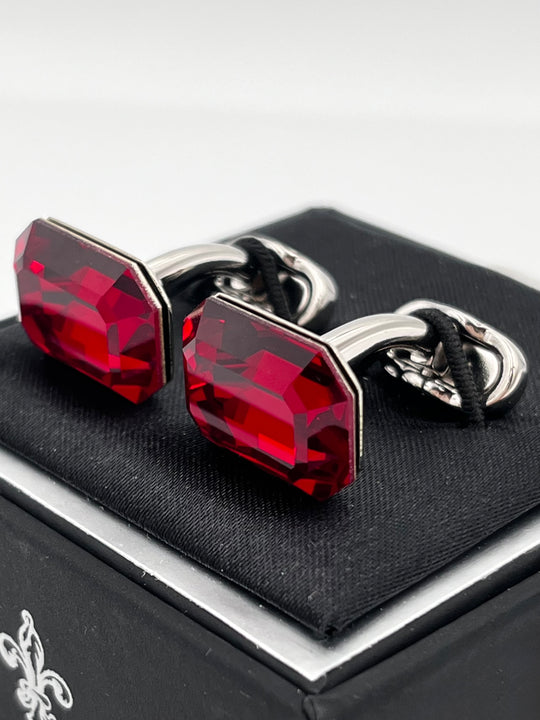Cufflinks "ROUND BLACK" in silver/black