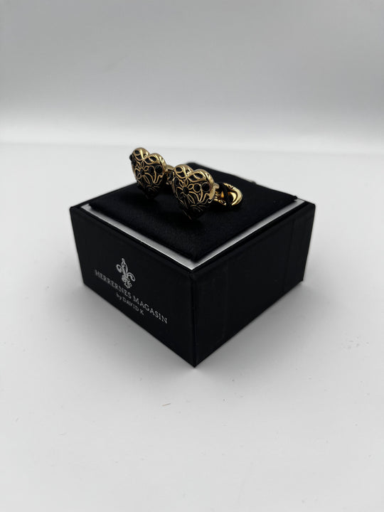 Cufflinks "ROUND BLACK" in silver/black