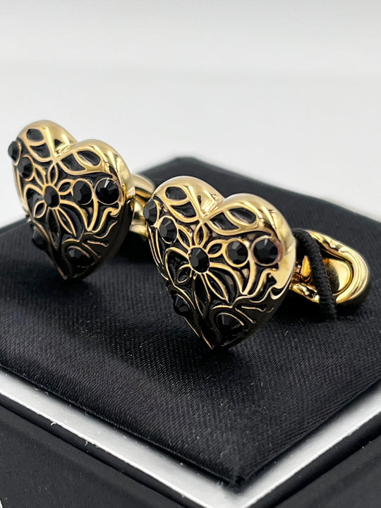 Cufflinks "ROUND BLACK" in silver/black