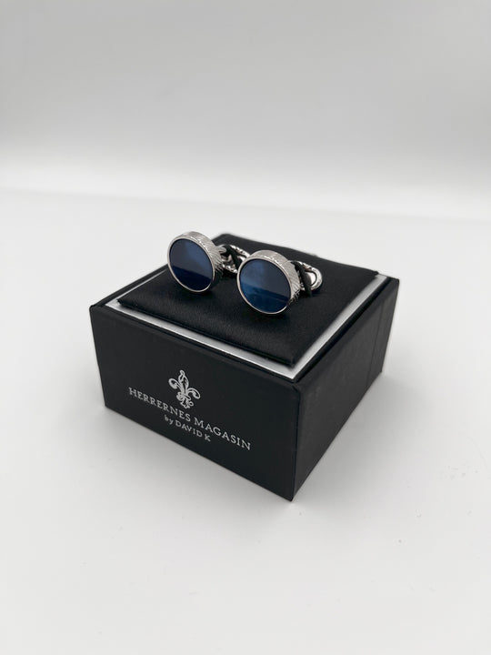 Manchetknapper runde med BLUE midte by David K.