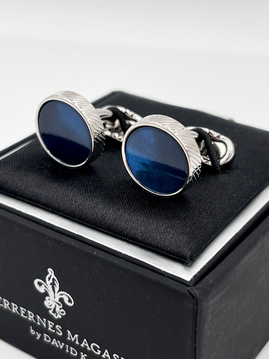Manchetknapper runde med BLUE midte by David K.