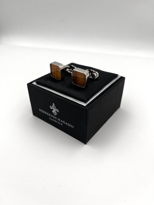 Cufflinks "ROUND BLACK" in silver/black