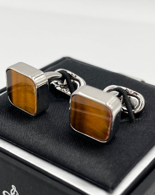 Cufflinks "ROUND BLACK" in silver/black