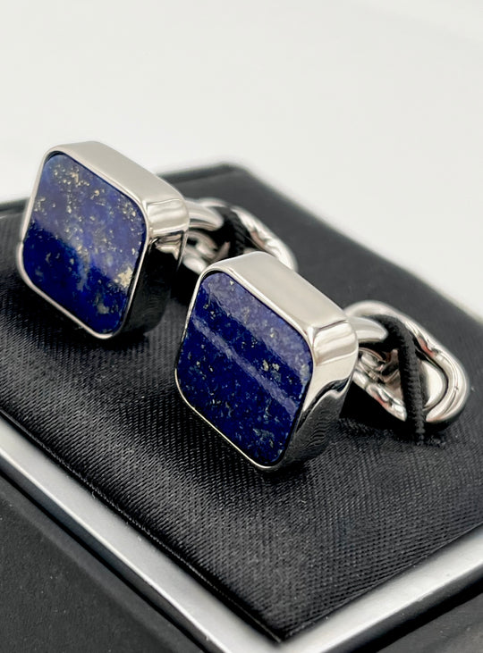 Cufflinks "ROUND BLACK" in silver/black