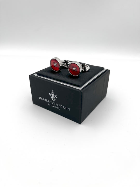 Cufflinks "ROUND BLACK" in silver/black