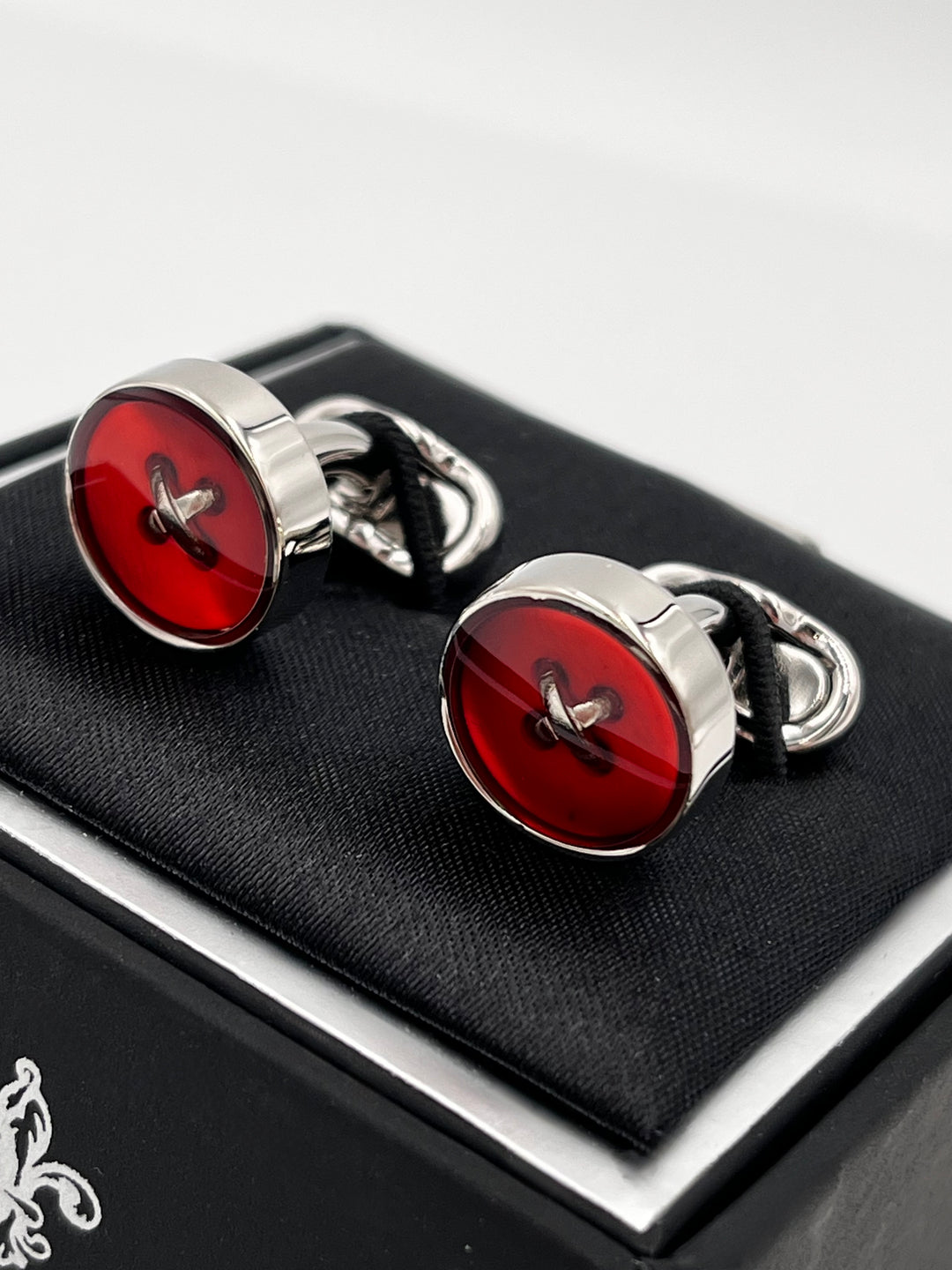 Cufflinks "ROUND BLACK" in silver/black