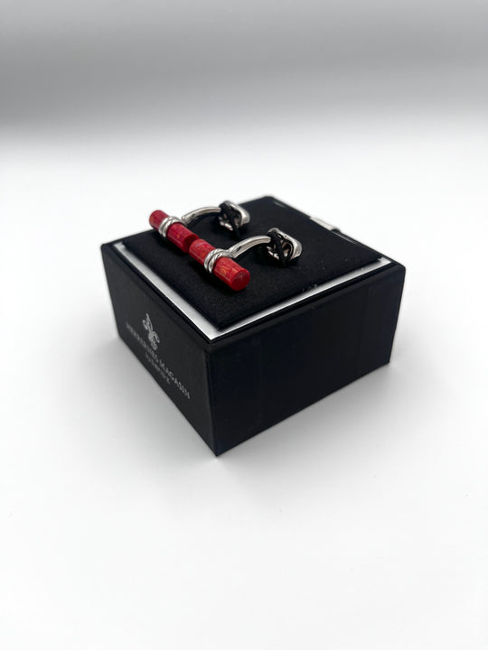 Cufflinks "ROUND BLACK" in silver/black