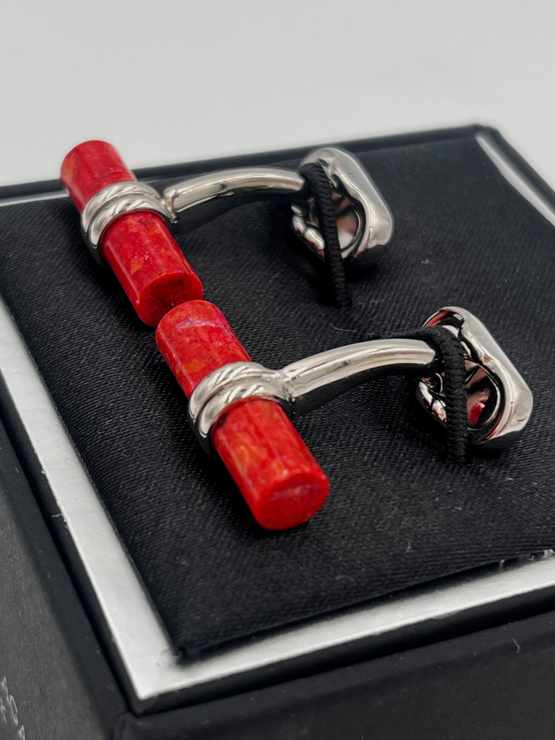 Cufflinks "ROUND BLACK" in silver/black