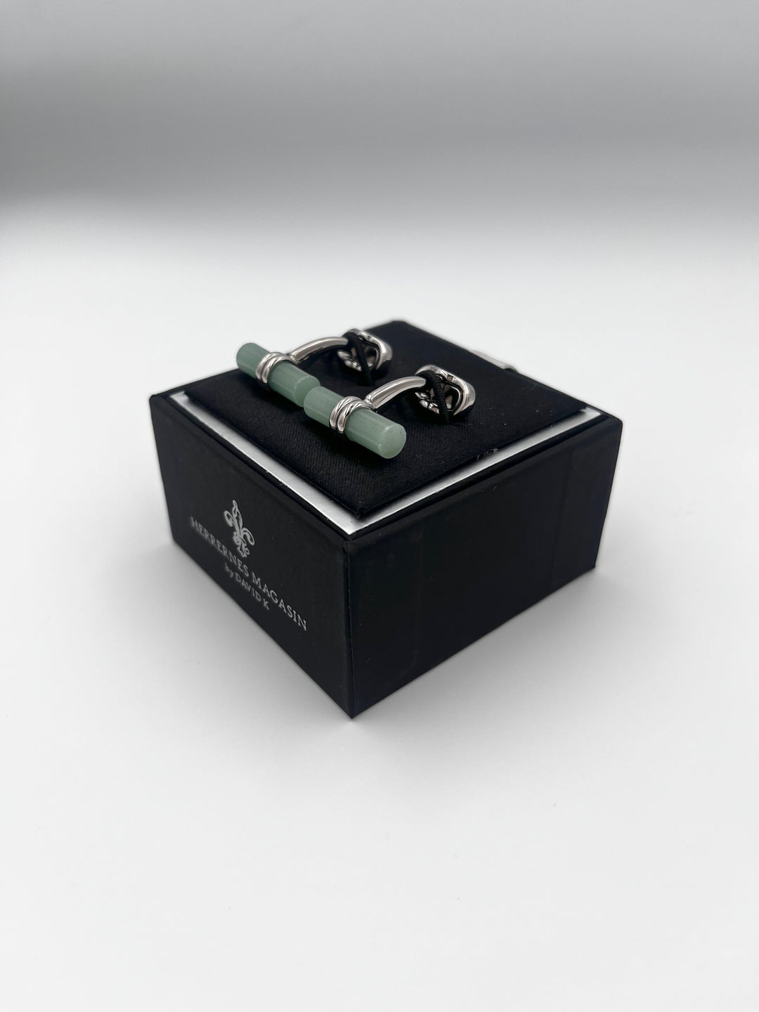 Cufflinks "ROUND BLACK" in silver/black