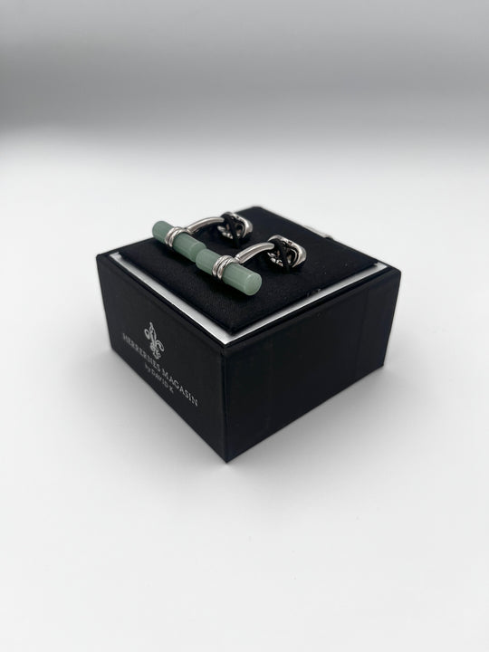 Cufflinks "ROUND BLACK" in silver/black