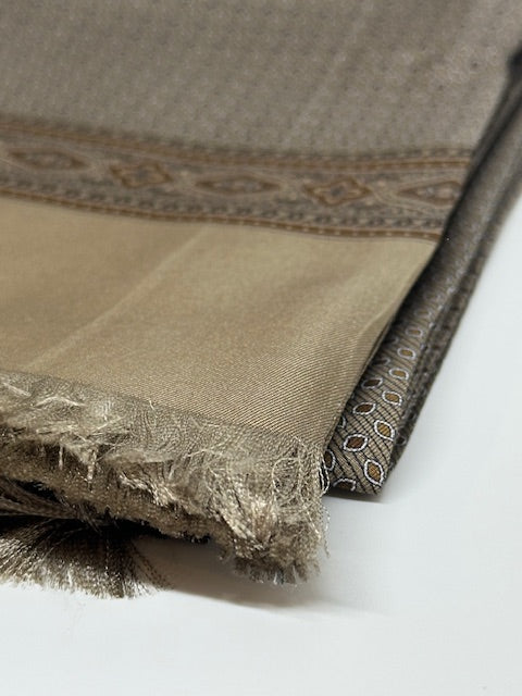 Silk scarf by David K. in brown with a leaf pattern