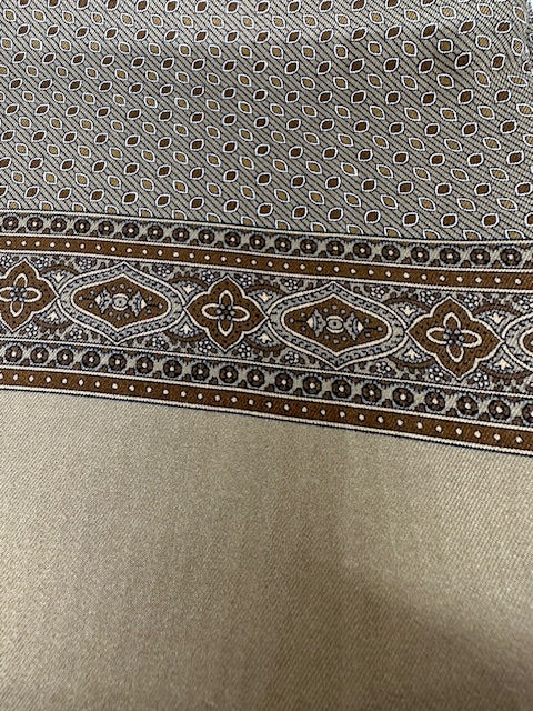 Silk scarf by David K. in brown with a leaf pattern